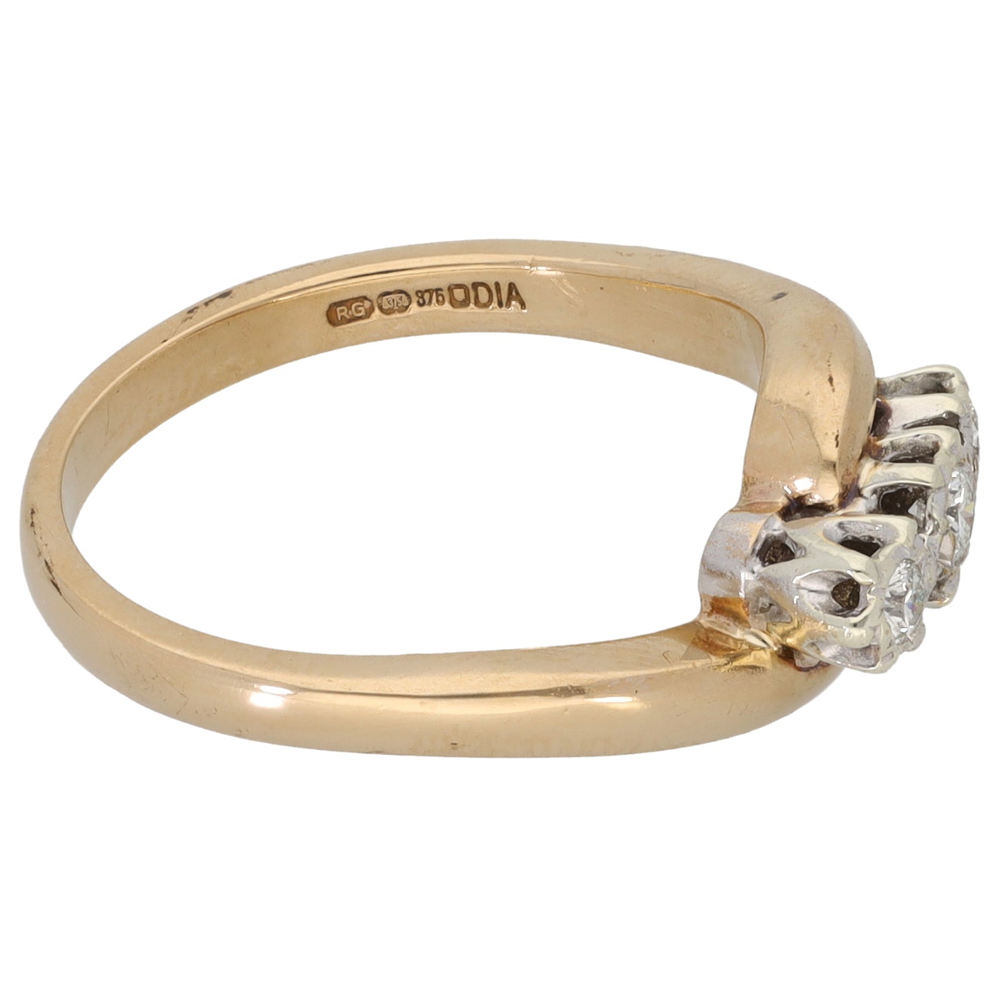 9ct Gold 0.10ct Diamond Trilogy Ring Size L