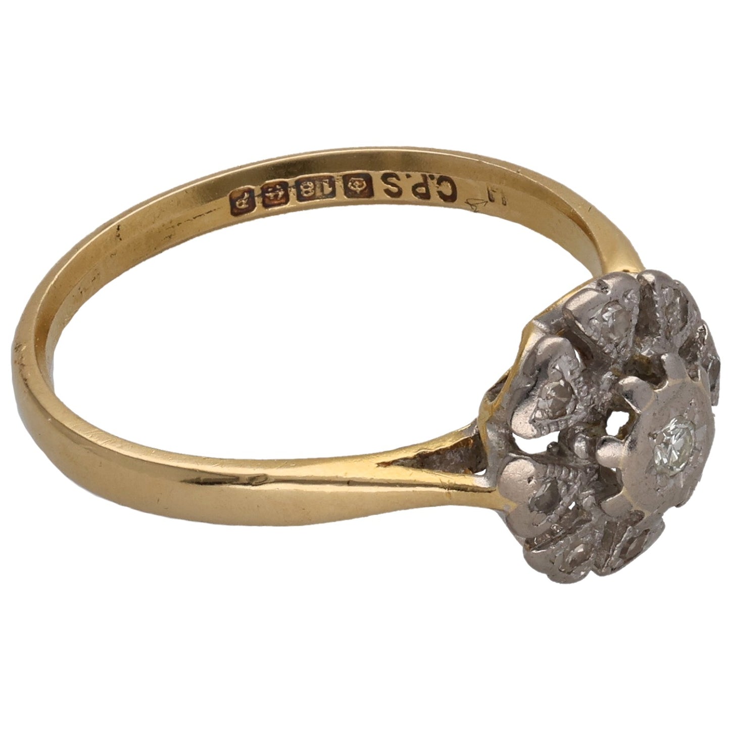18ct Gold 0.11ct Diamond Dress/Cocktail Ring Size P