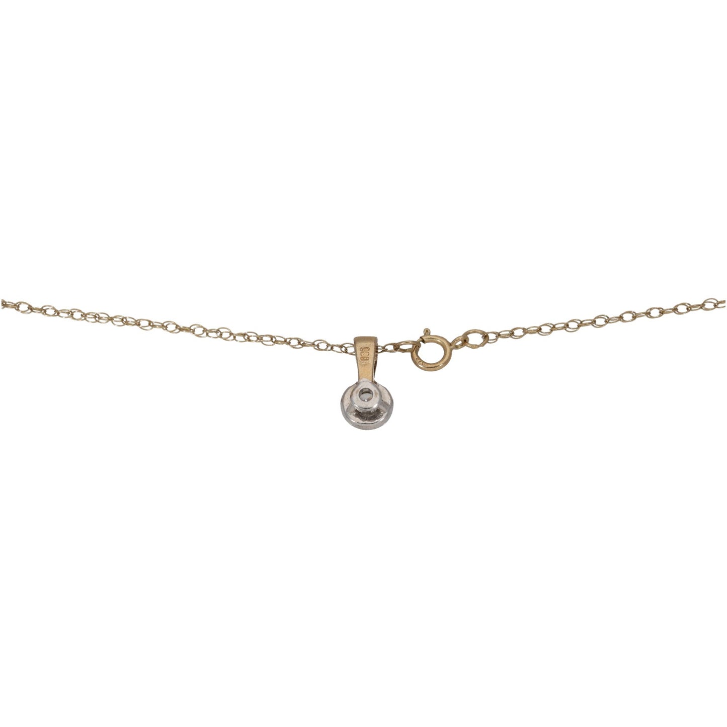 9ct Gold 0.15ct Diamond Solitaire Pendant With Chain