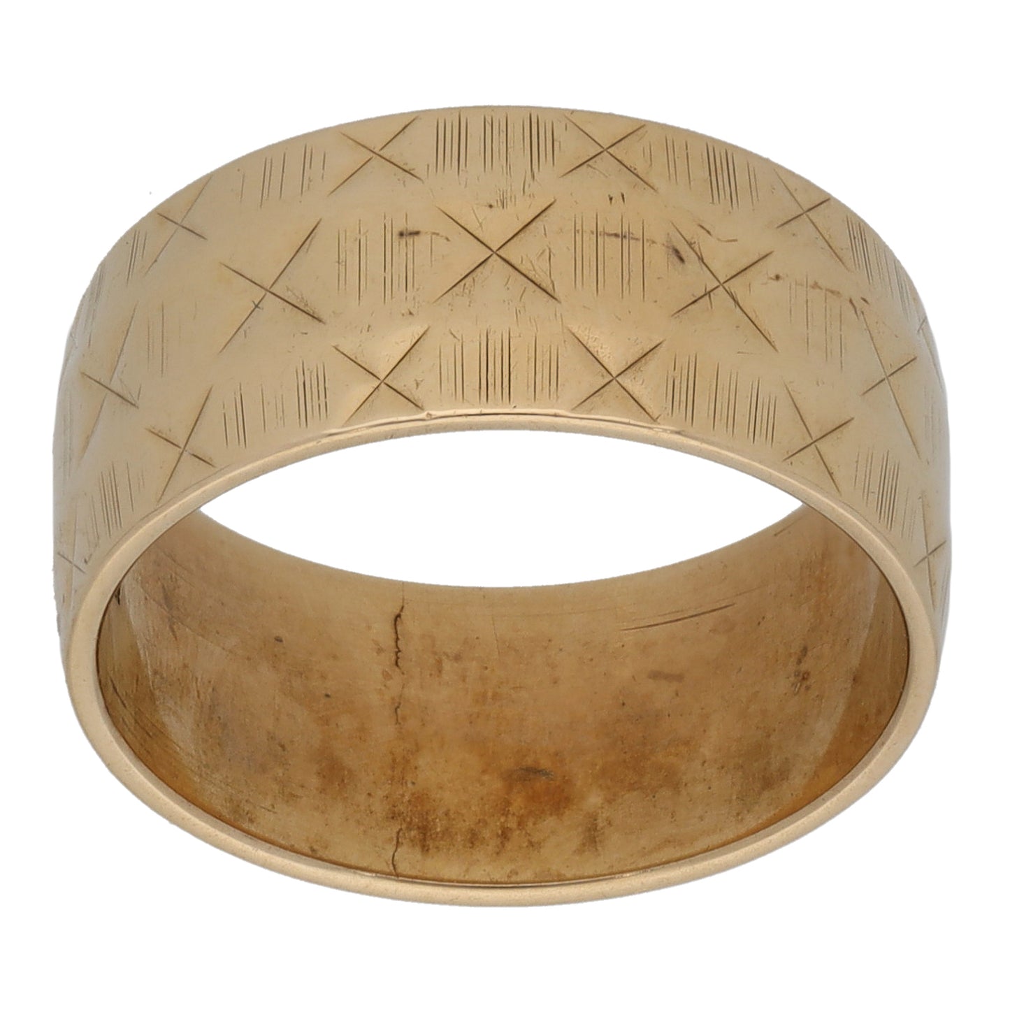 9ct Gold Patterned Wedding Ring Size L