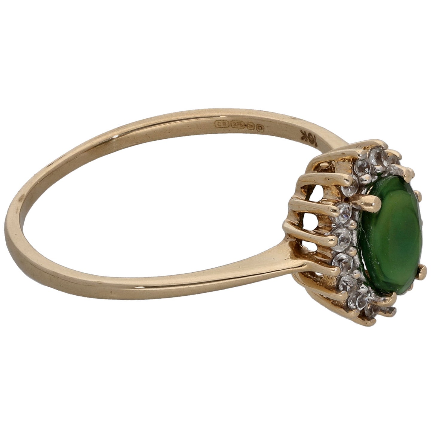 9ct Gold Opal & Cubic Zirconia Dress/Cocktail Ring Size P