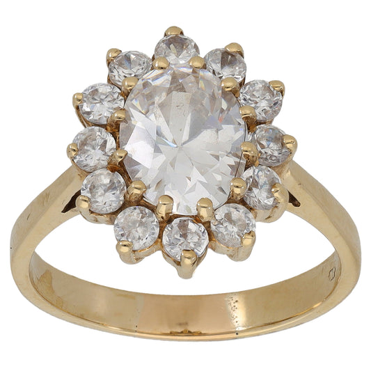 9ct Gold Cubic Zirconia Cluster Ring Size O