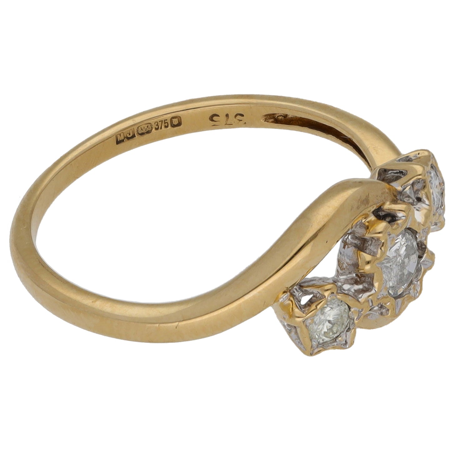 9ct Gold 0.25ct Diamond Trilogy Ring Size M