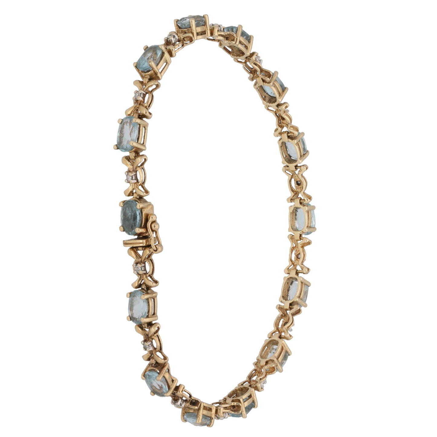 9ct Gold Topaz & 0.14ct Diamond Fancy Stone Set Bracelet