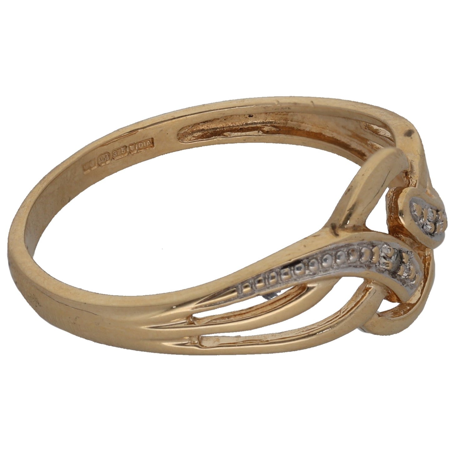 9ct Gold 0.01ct Diamond Dress/Cocktail Ring Size P