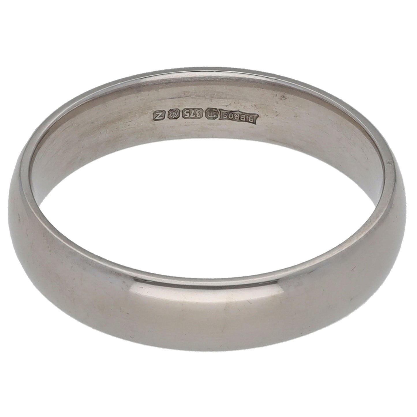 9ct White Gold Plain Wedding Ring Size L