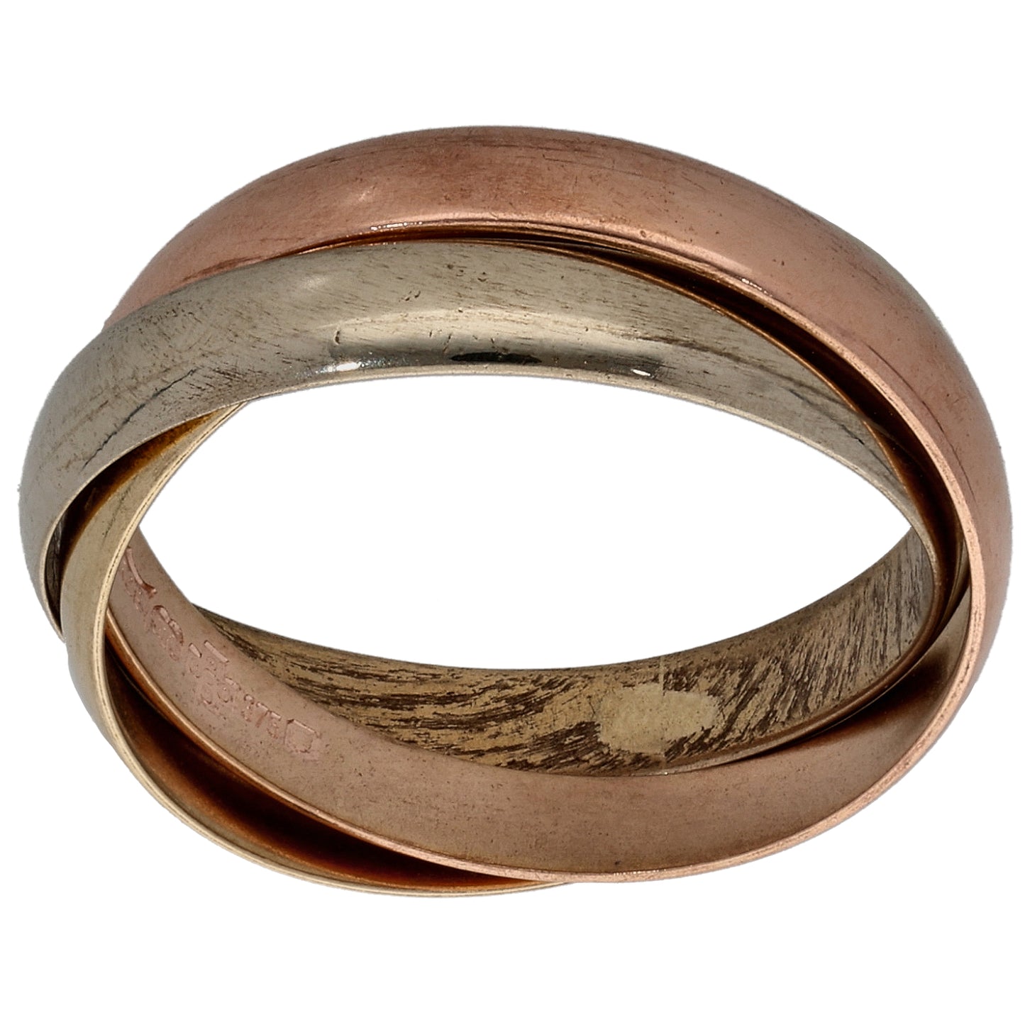 9ct Tricolour Gold Russian Wedding Ring Size N