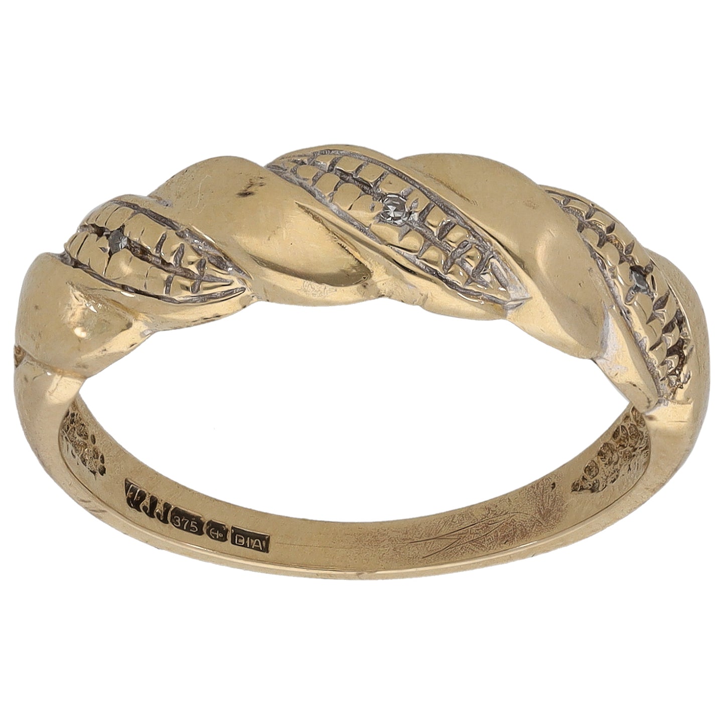 9ct Gold 0.01ct Diamond Alternative Ring Size N