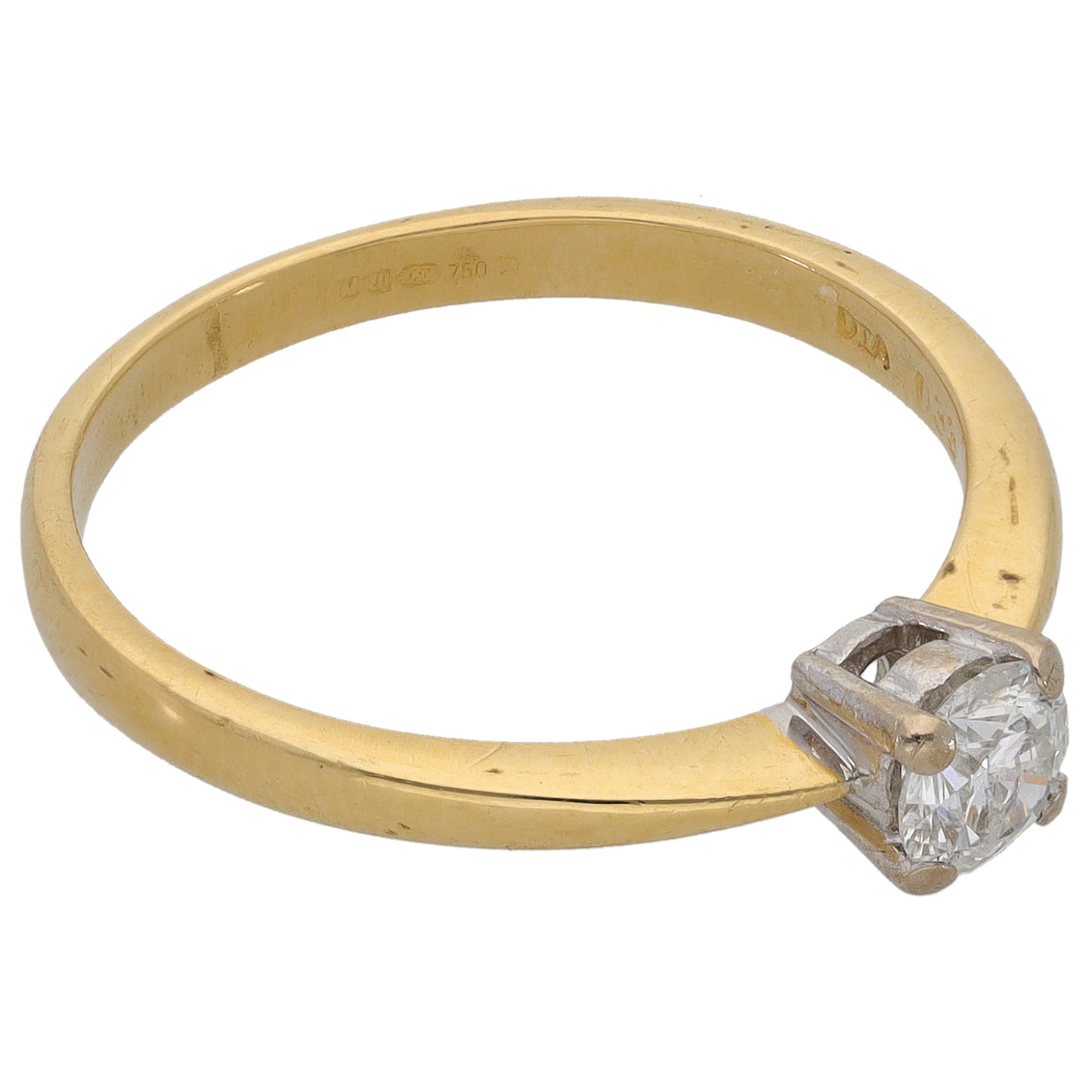 18ct Gold 0.33ct Diamond Solitaire Ring Size N
