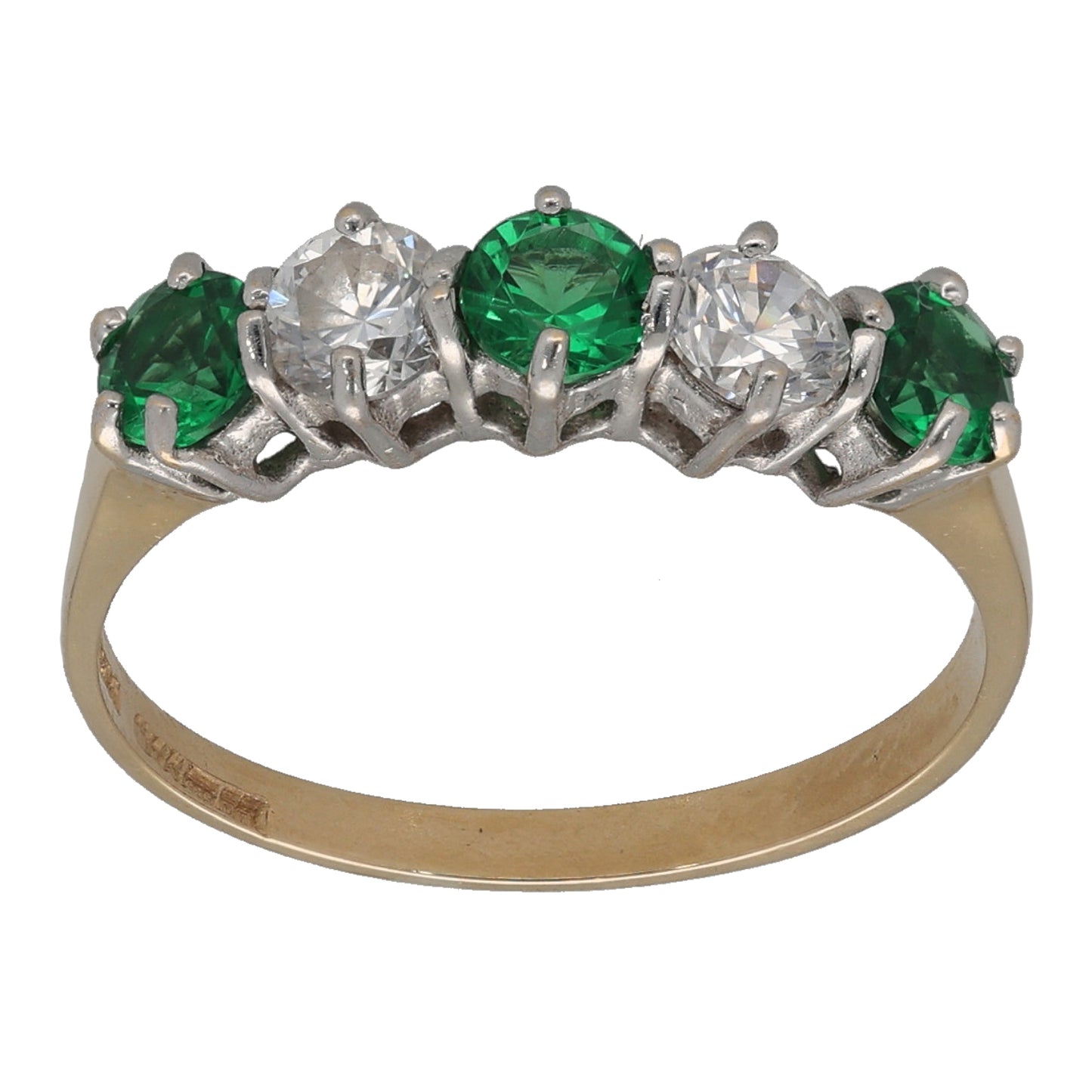 14ct Gold Imitation Gems Half Eternity Ring Size P