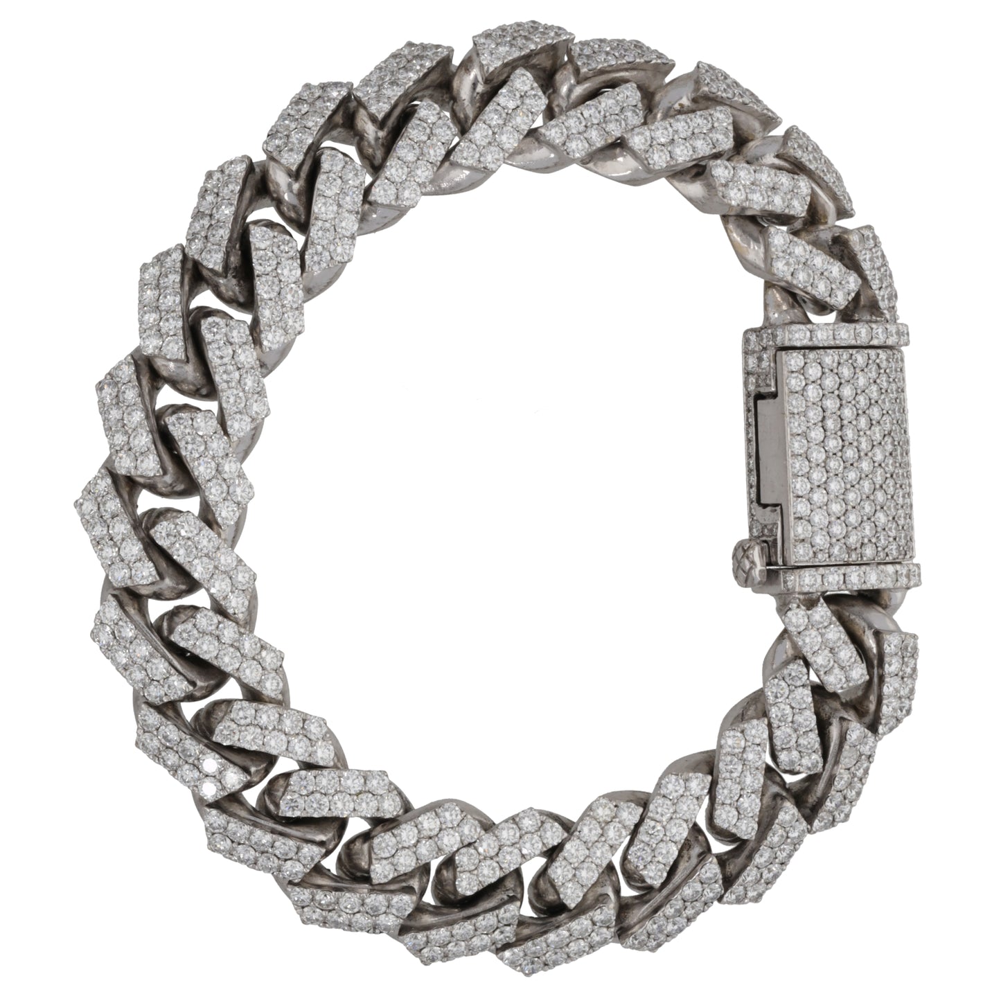 9ct White Gold & 11.51ct Diamond Stone Set Curb Bracelet