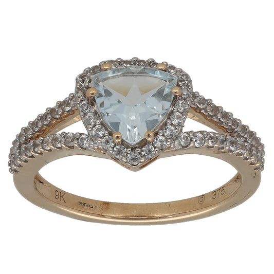 9ct Gold Aquamarine & Imitation Dress/Cocktail Ring Size N