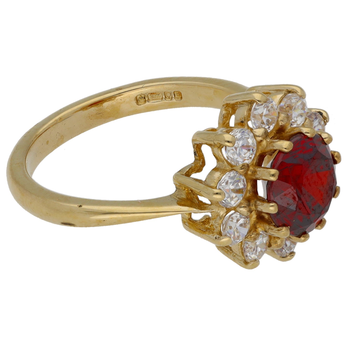 9ct Gold Imitation Gems Cluster Ring Size N