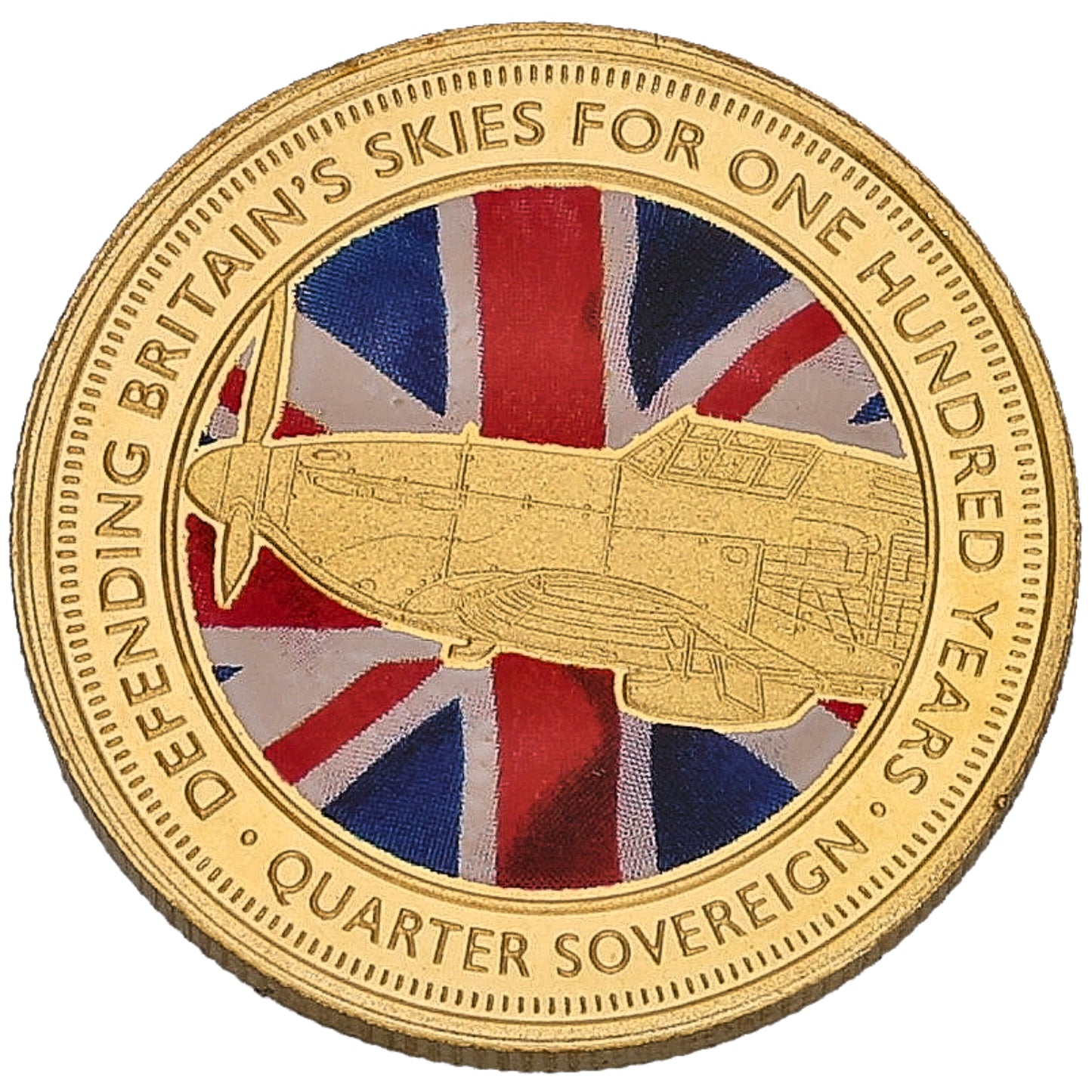 22ct Gold Defending Britain's Skies For One Hundred Years Quarter Sovereign Coin 2018