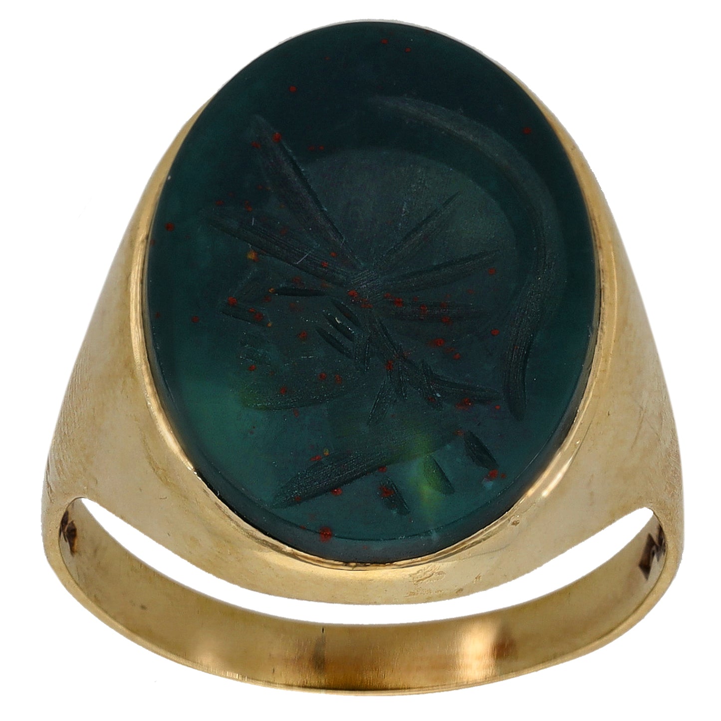 9ct Gold Bloodstone Signet Ring Size U