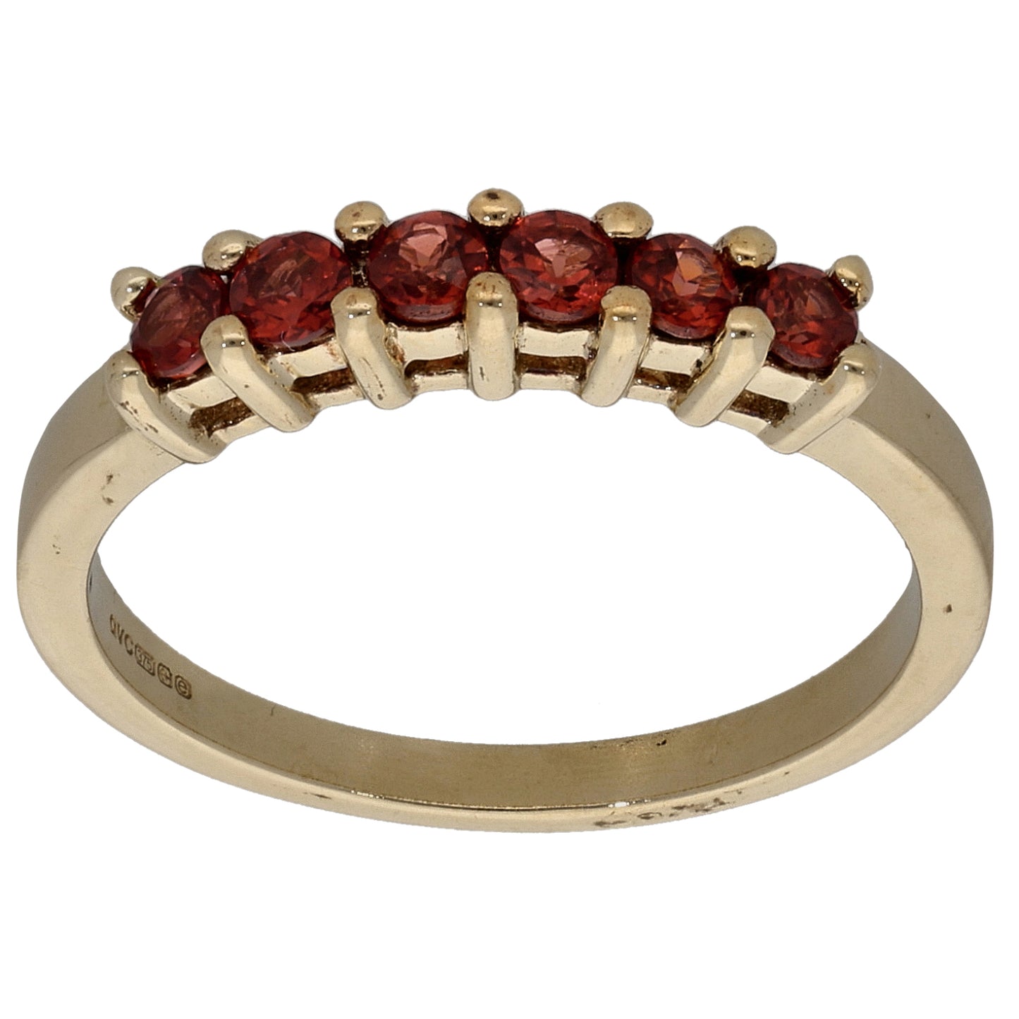 9ct Gold Garnet Half Eternity Ring Size N