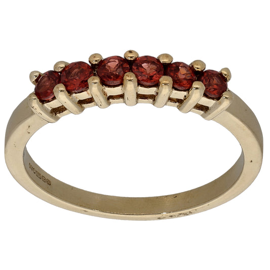 9ct Gold Garnet Half Eternity Ring Size N
