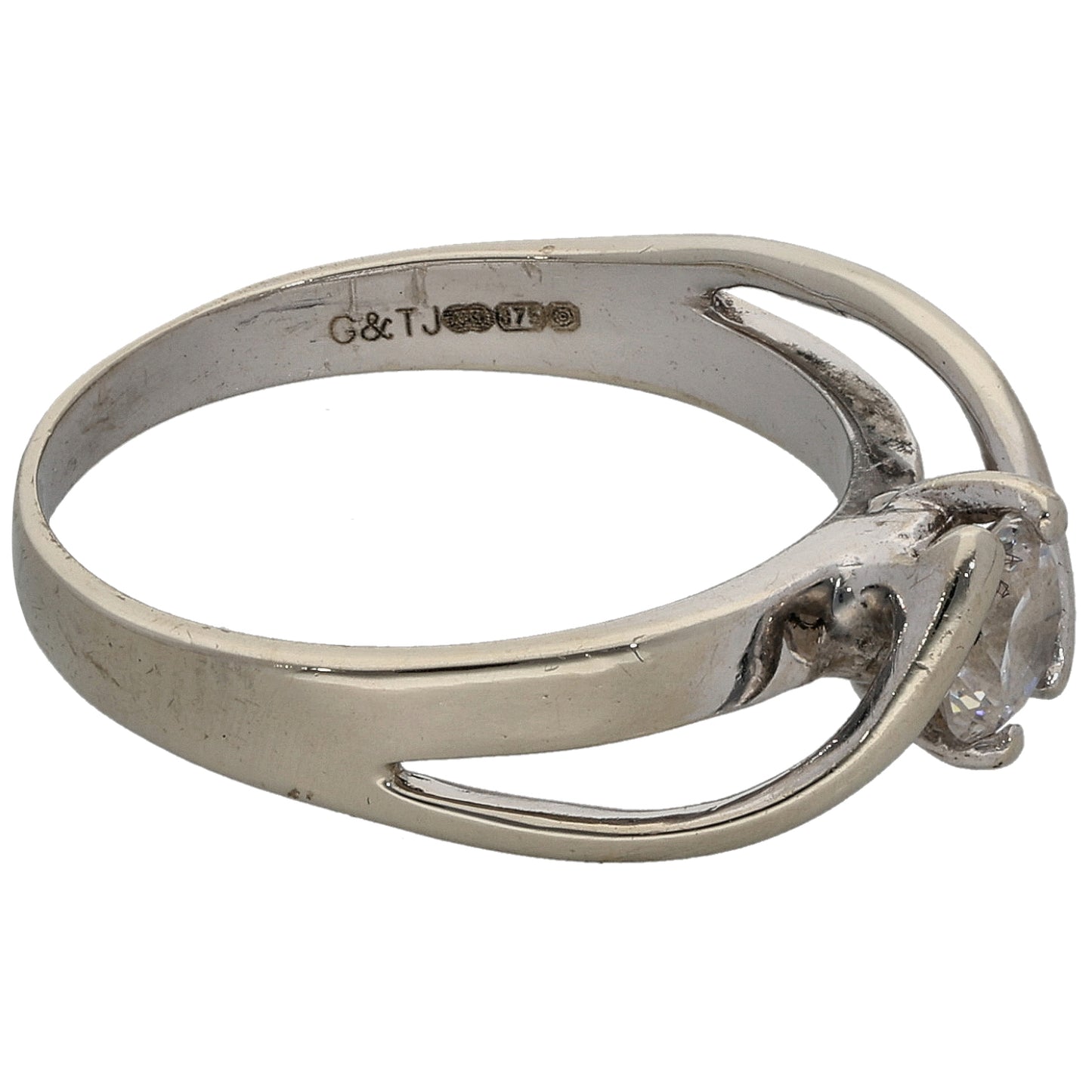 9ct White Gold Cubic Zirconia Single Stone Ring Size N