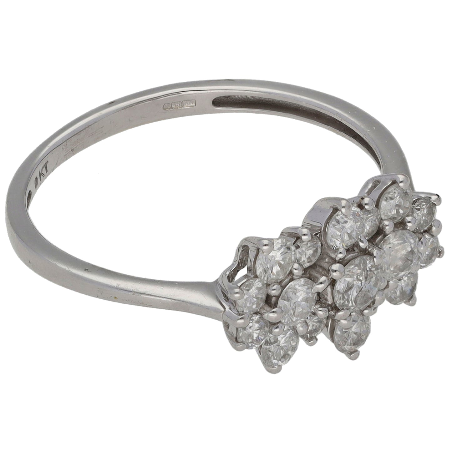 9ct White Gold 0.99ct Diamond Dress/Cocktail Ring Size T