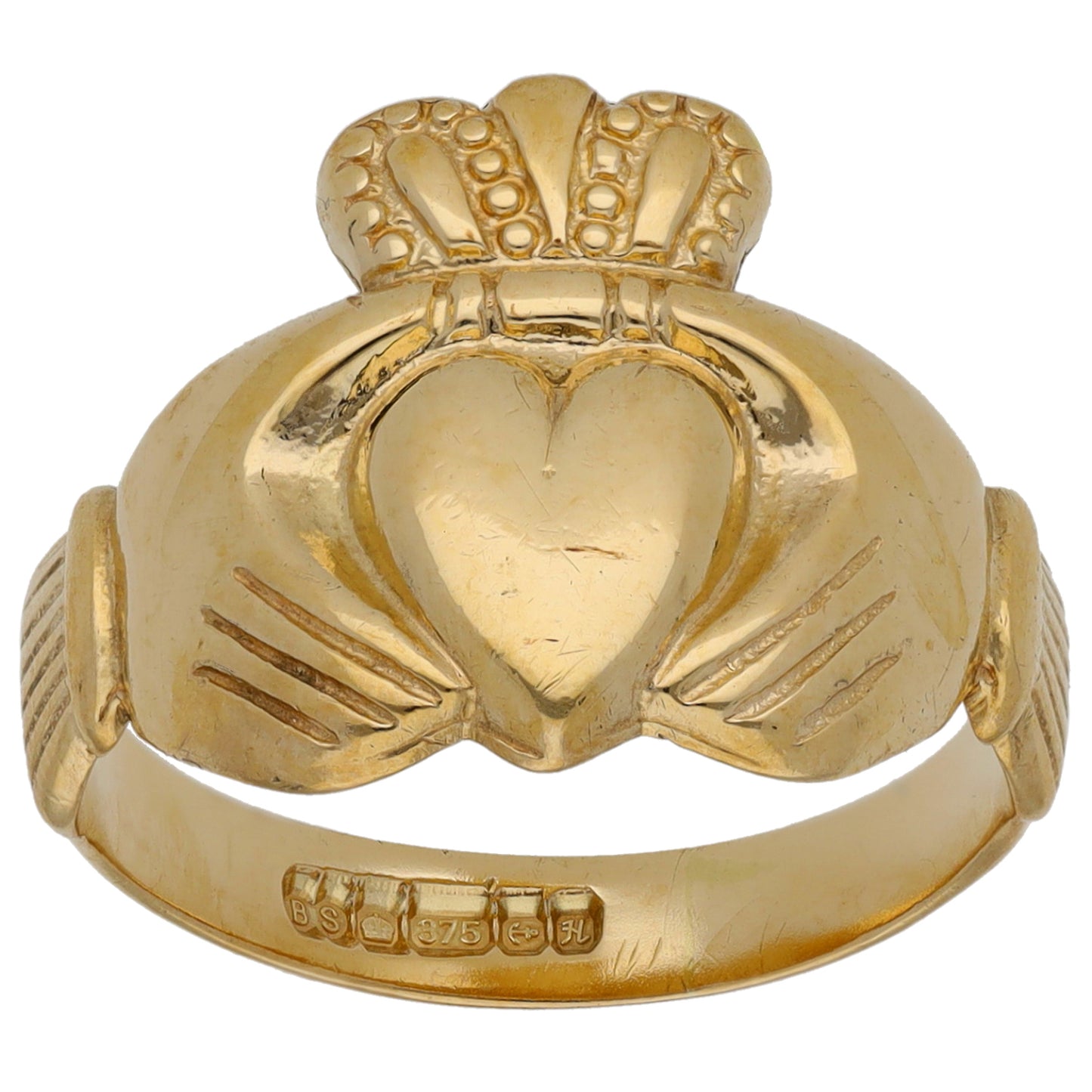 9ct Gold Claddagh Ring Size Q