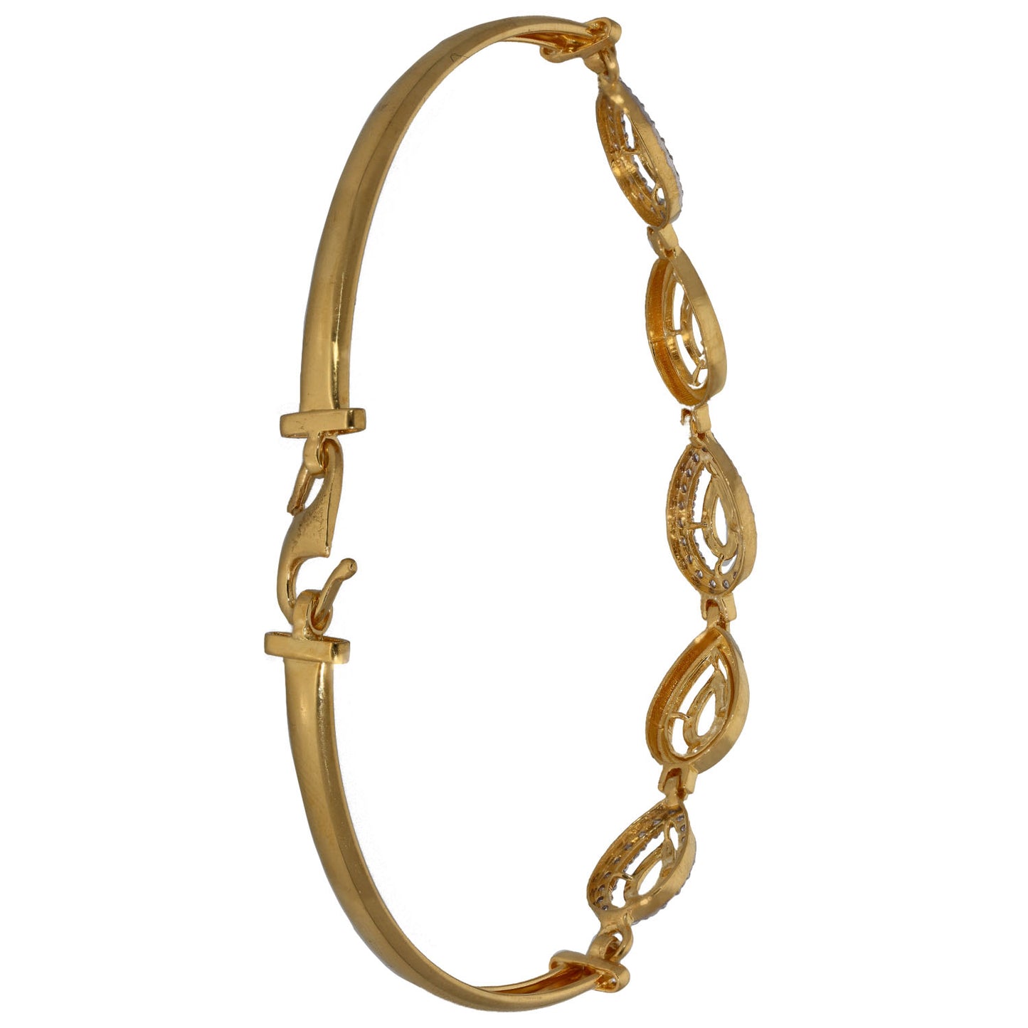 New 22ct Gold Cubic Zirconia Teardrop Bangle