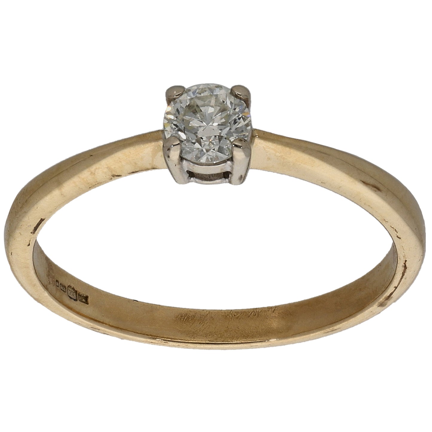 9ct Gold 0.25ct Diamond Solitaire Ring Size N
