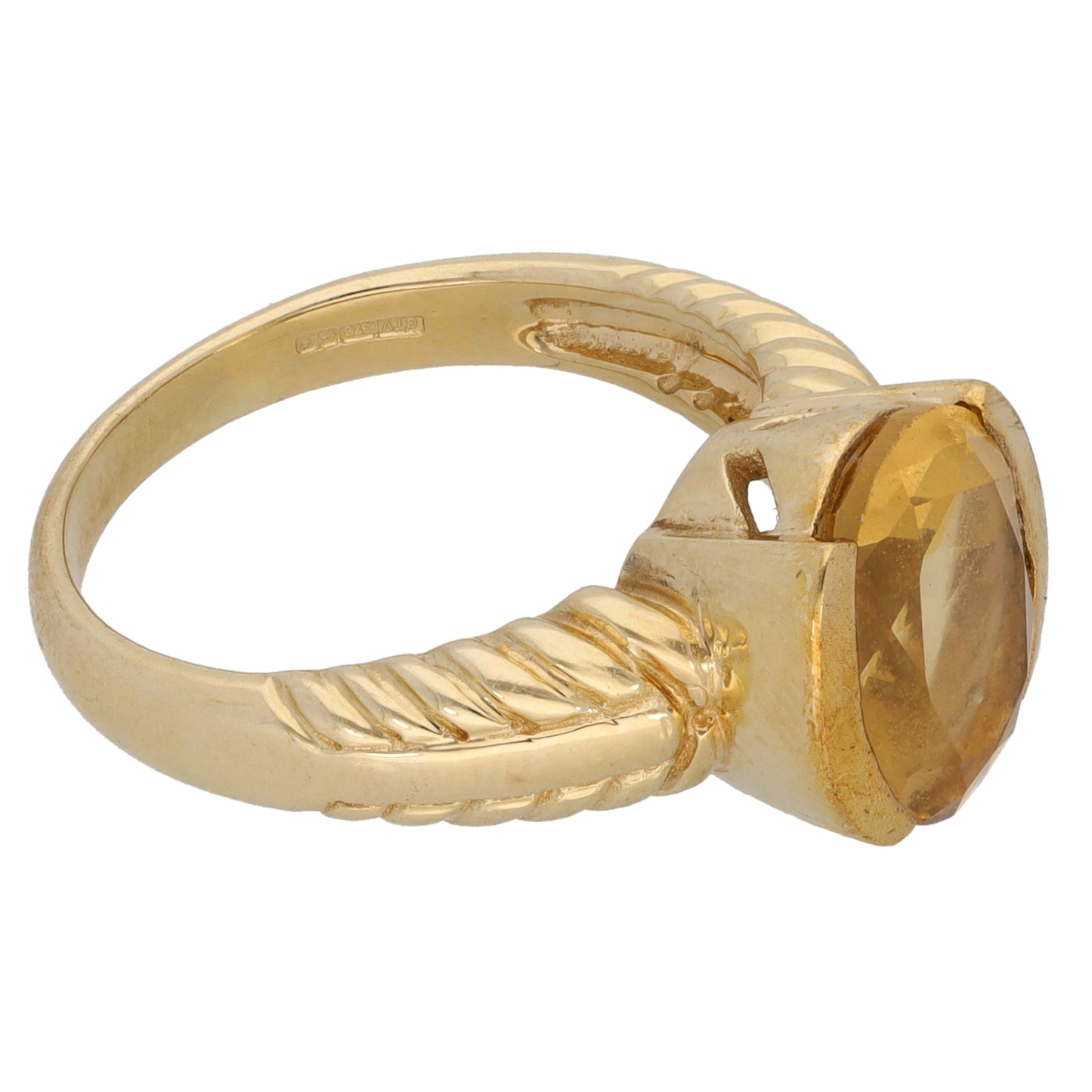 9ct Gold Citrine Single Stone Ring Size N