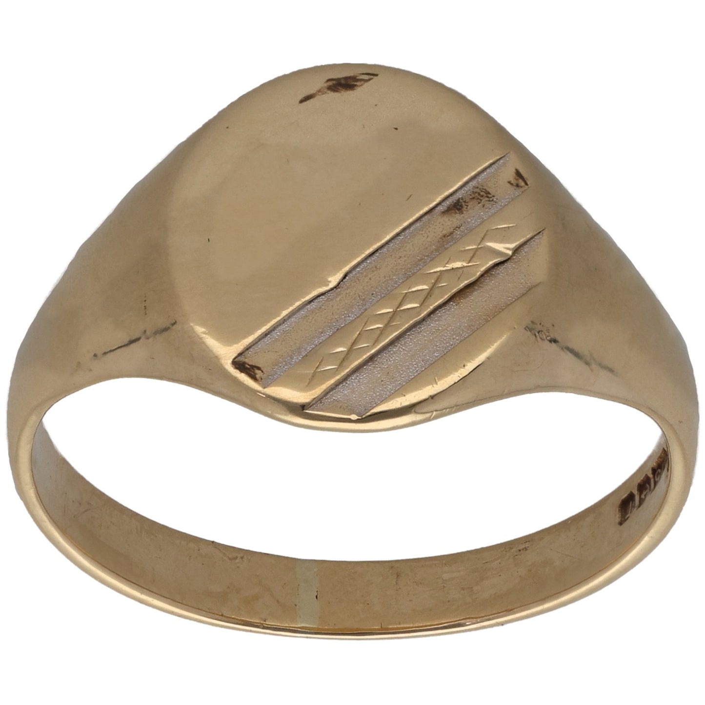 9ct Gold Patterned Signet Ring Size V