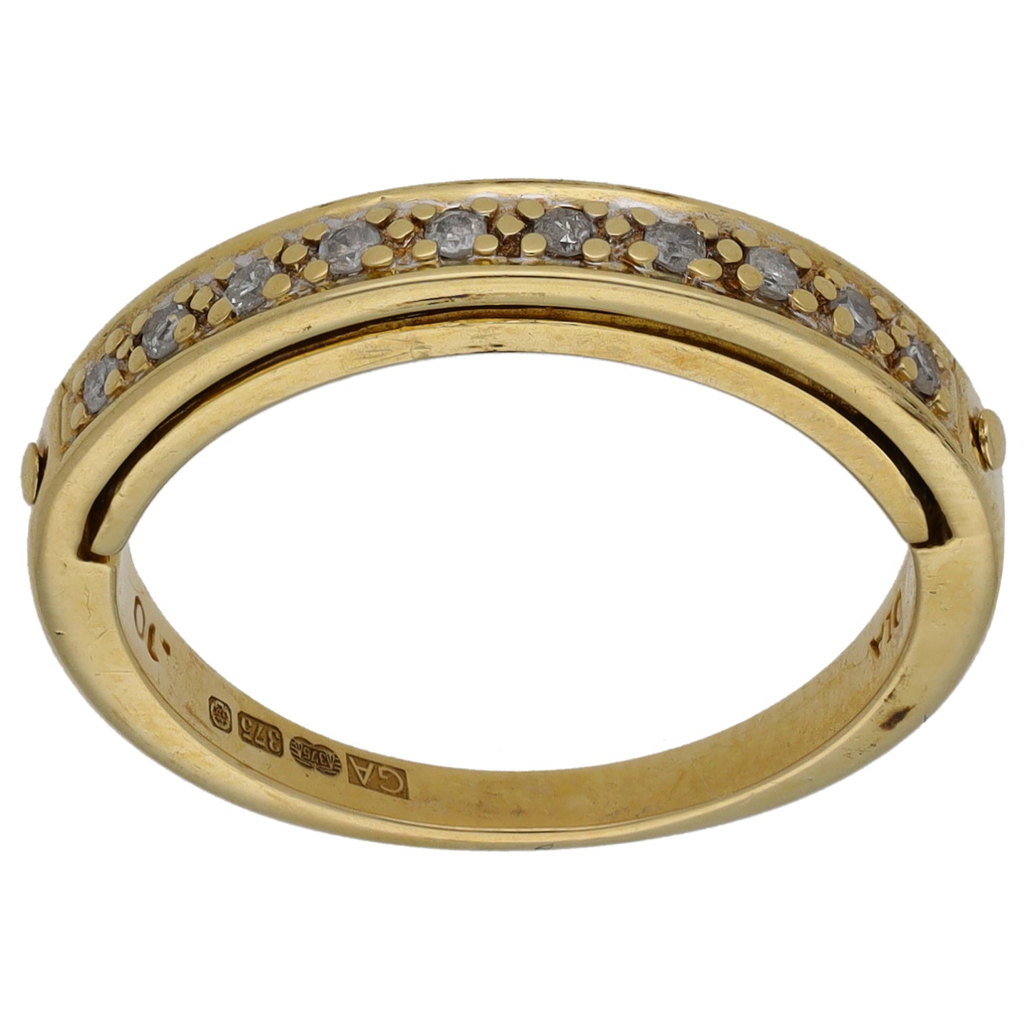 9ct Gold 0.10ct Diamond Half Eternity Ring Size N