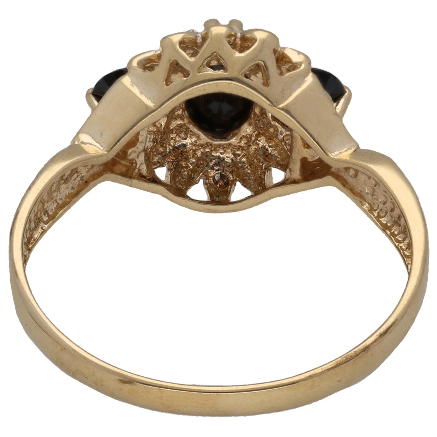 9ct Gold Sapphire & 0.01ct Diamond Dress/Cocktail Ring Size O