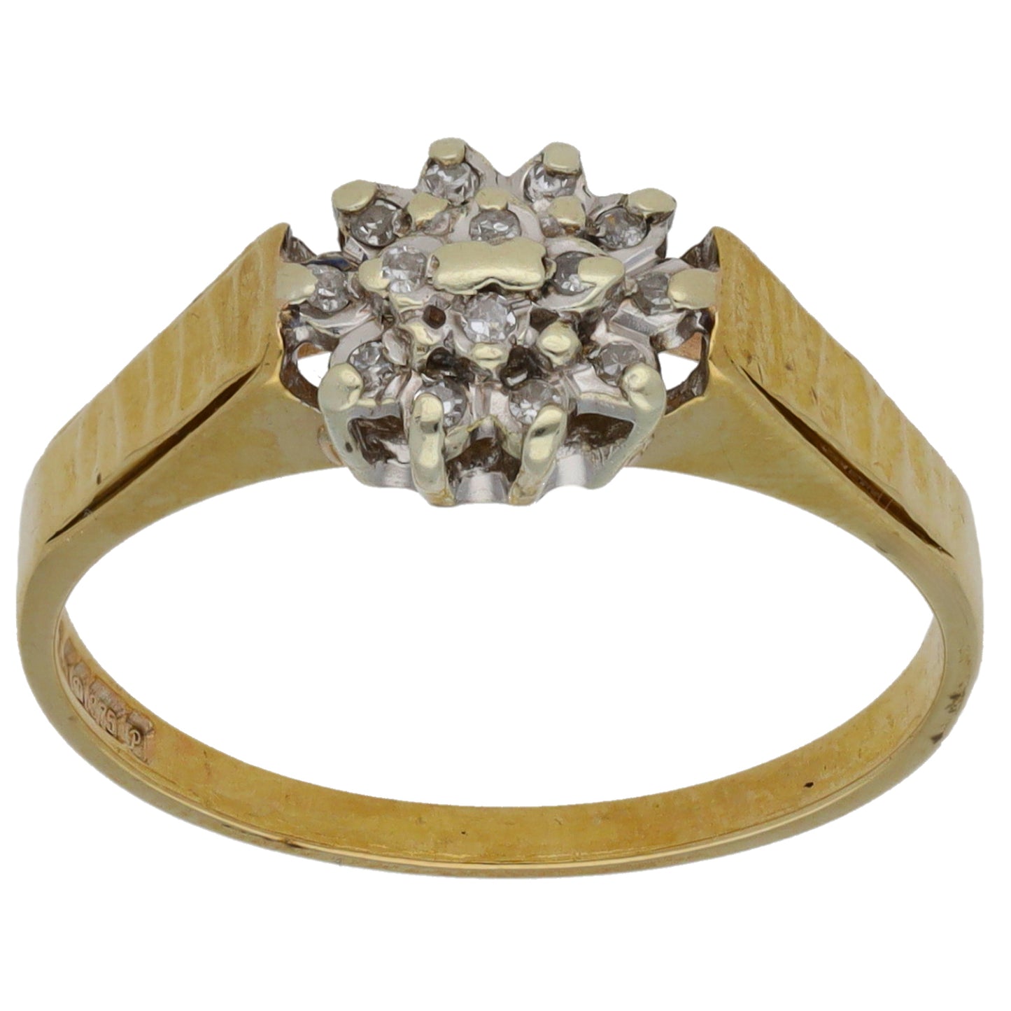 9ct Gold 0.07ct Diamond Cluster Ring Size Q