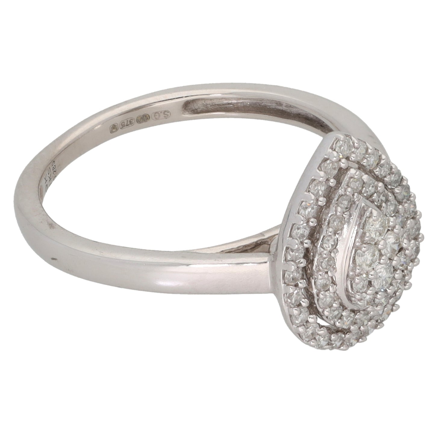 9ct White Gold 0.28ct Diamond Cluster Ring Size K