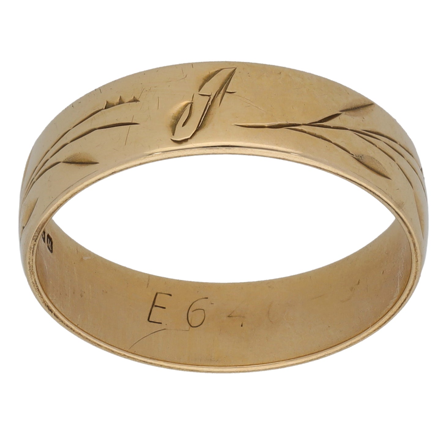 9ct Gold Patterned Wedding Ring Size O