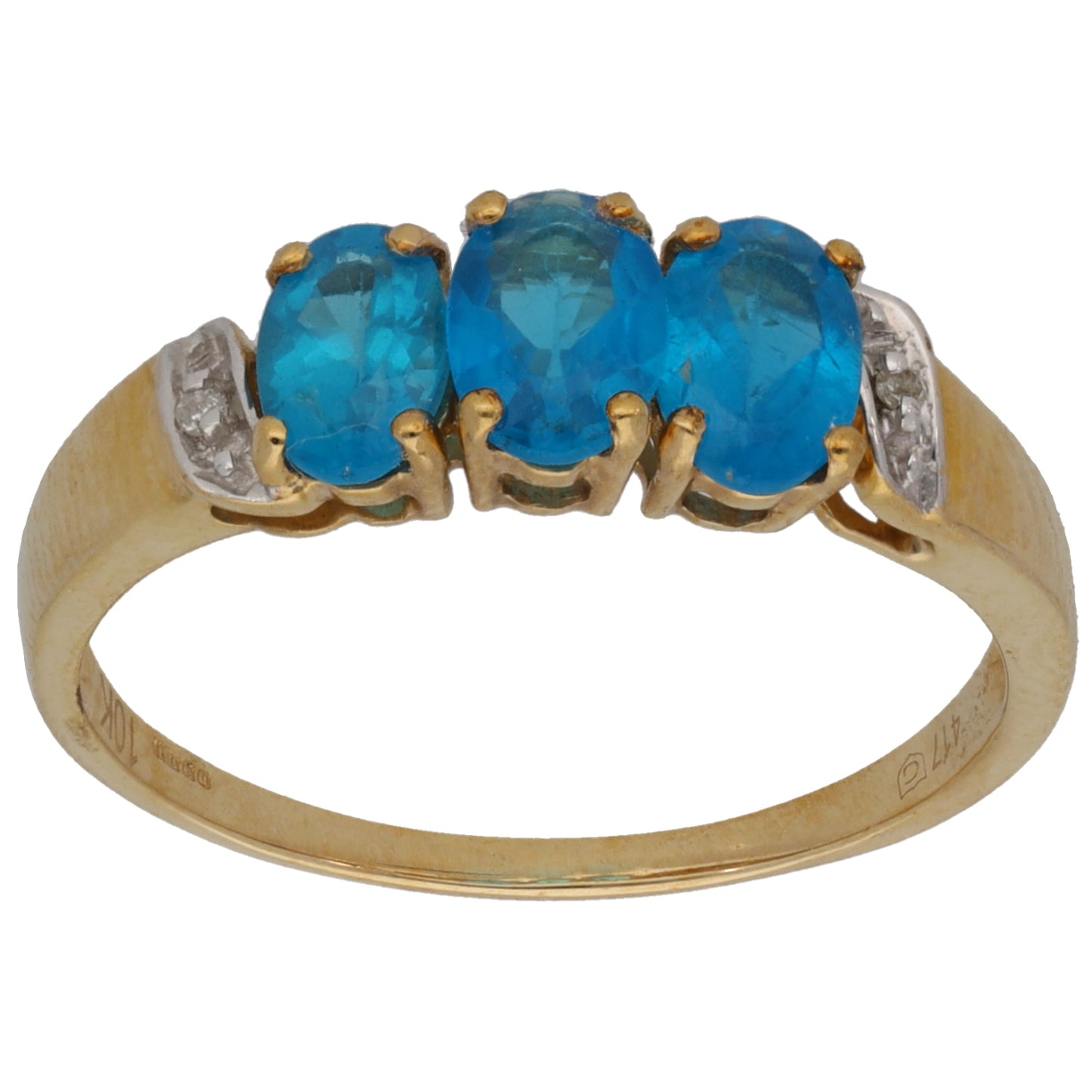 9ct Gold Apatite & 0.02ct Diamond Dress/Cocktail Ring Size P