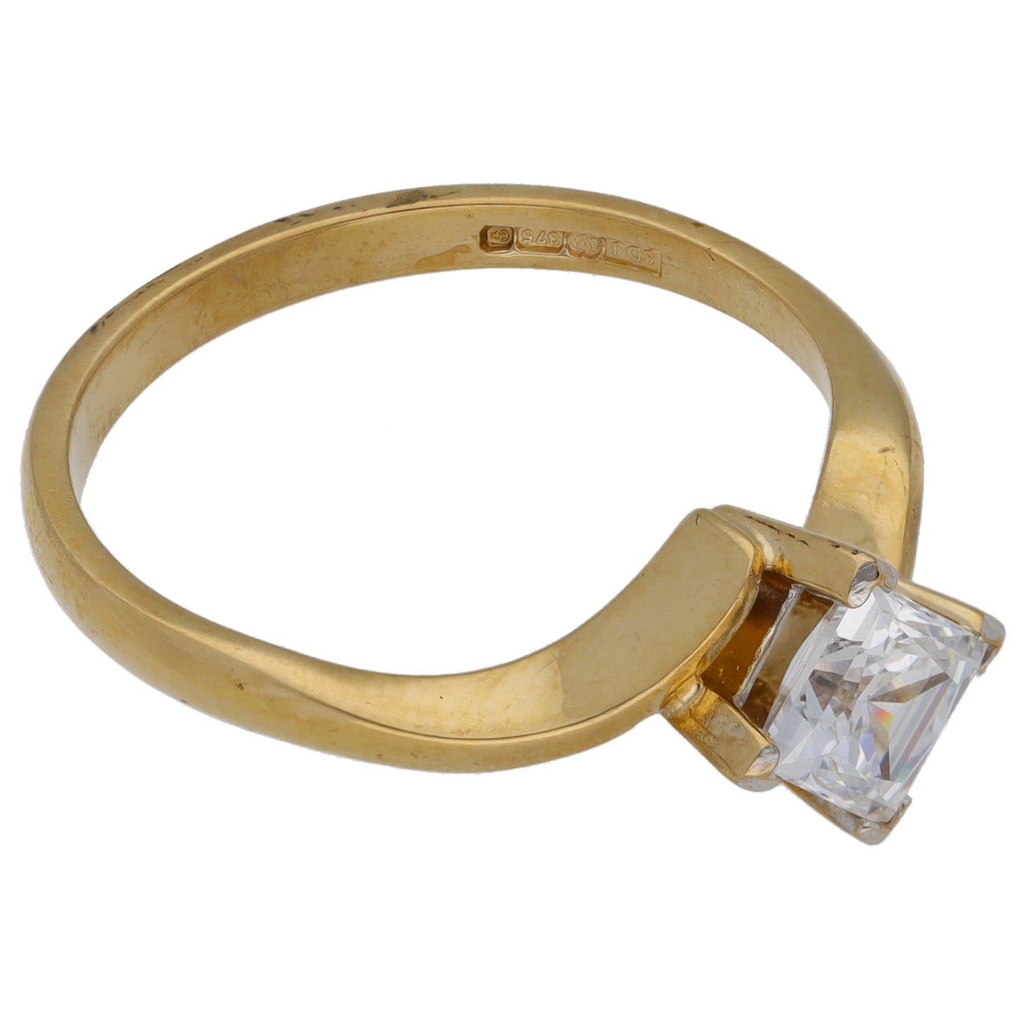 9ct Gold Cubic Zirconia Single Stone Ring Size P