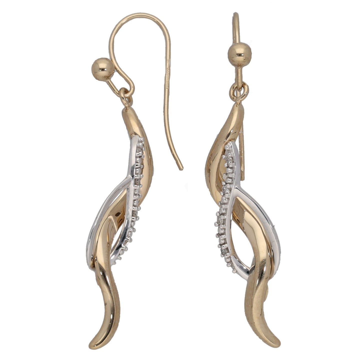 9ct Bicolour Gold 0.08ct Diamond Drop Earrings
