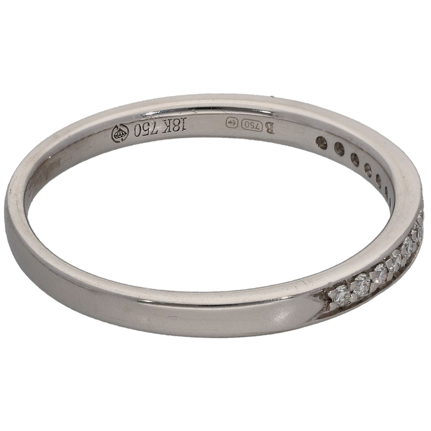 18ct White Gold 0.08ct Diamond Half Eternity Ring Size M