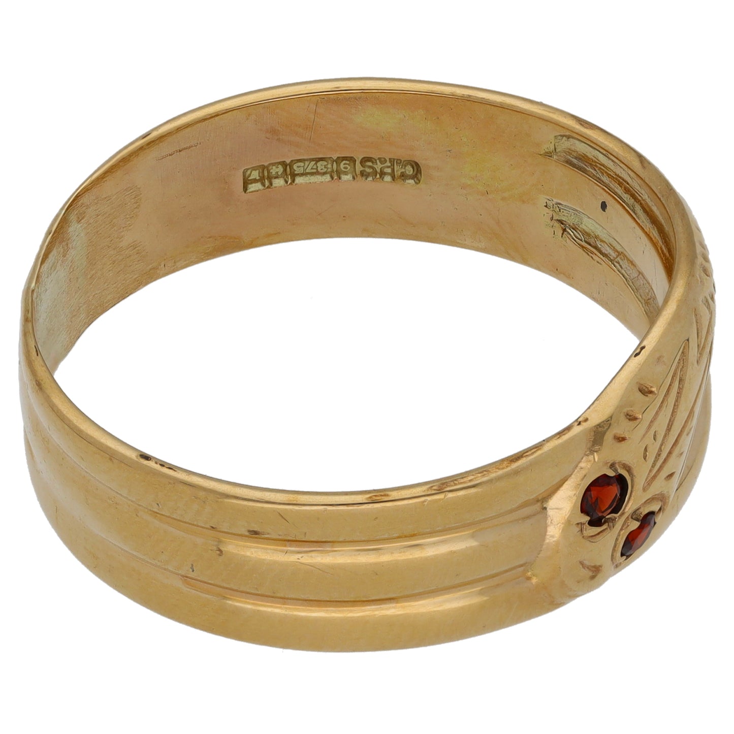 9ct Gold Garnet Snake Ring Size Z+4
