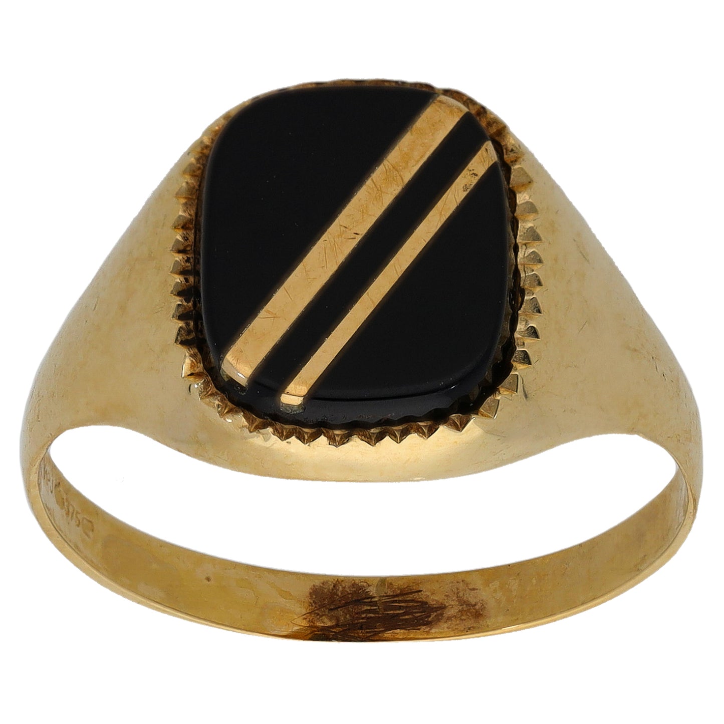 9ct Gold Onyx Single Stone Signet Ring Size V