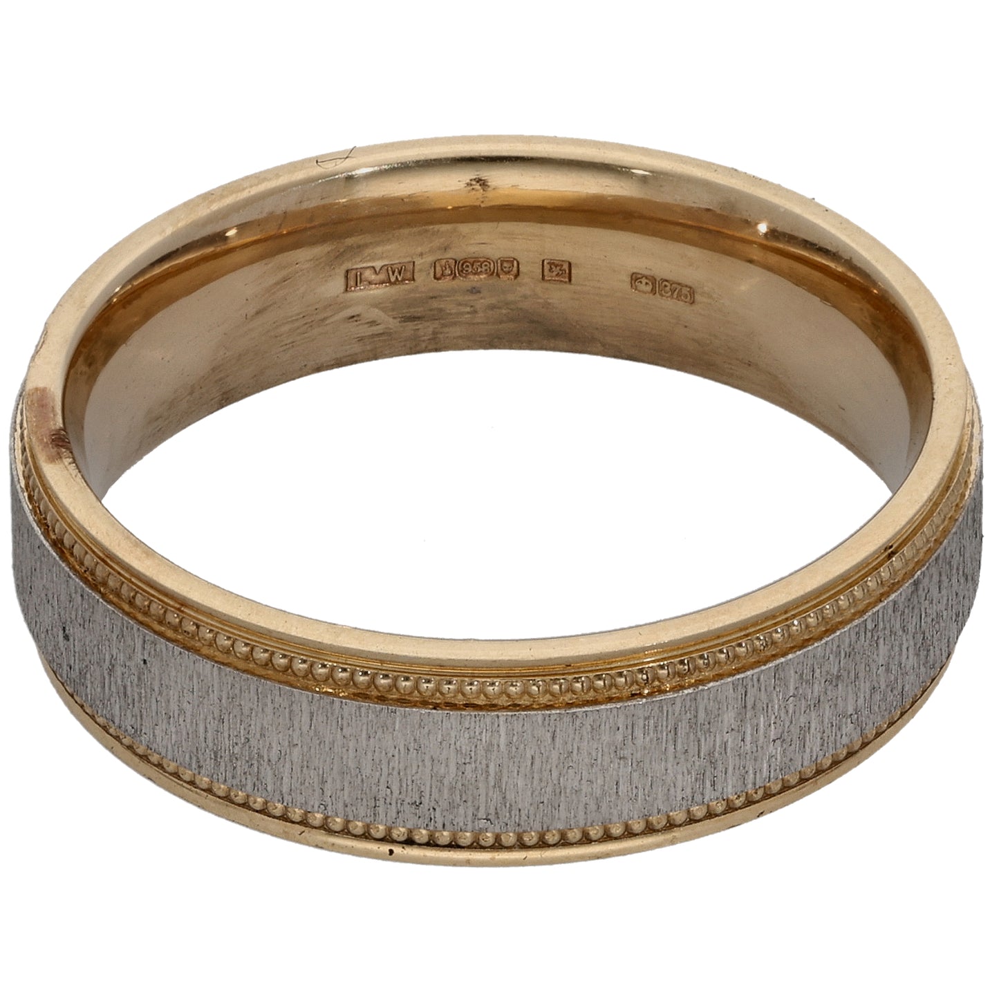 9ct Bicolour Gold Patterned Wedding Ring Size U