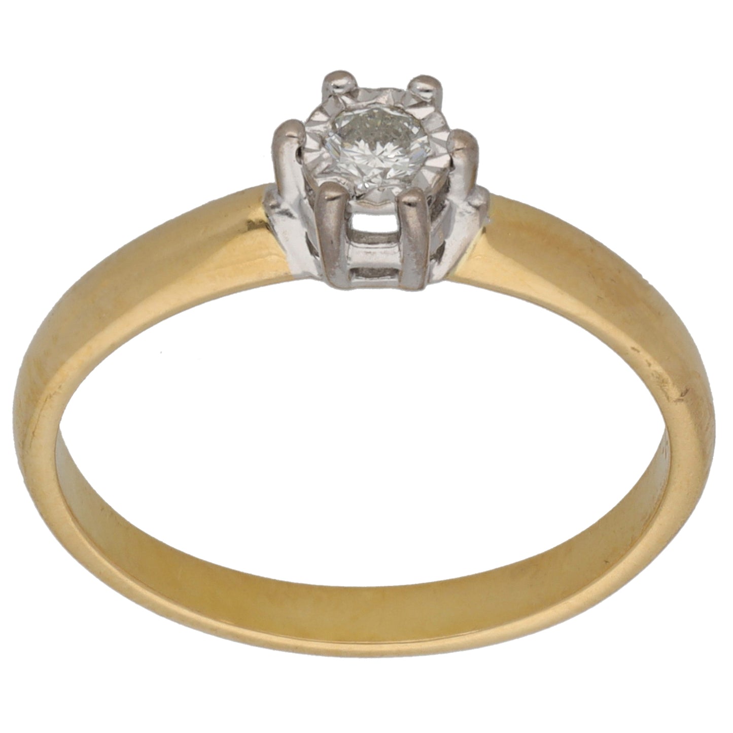 18ct Bicolour Gold 0.15ct Diamond Solitaire Ring Size P