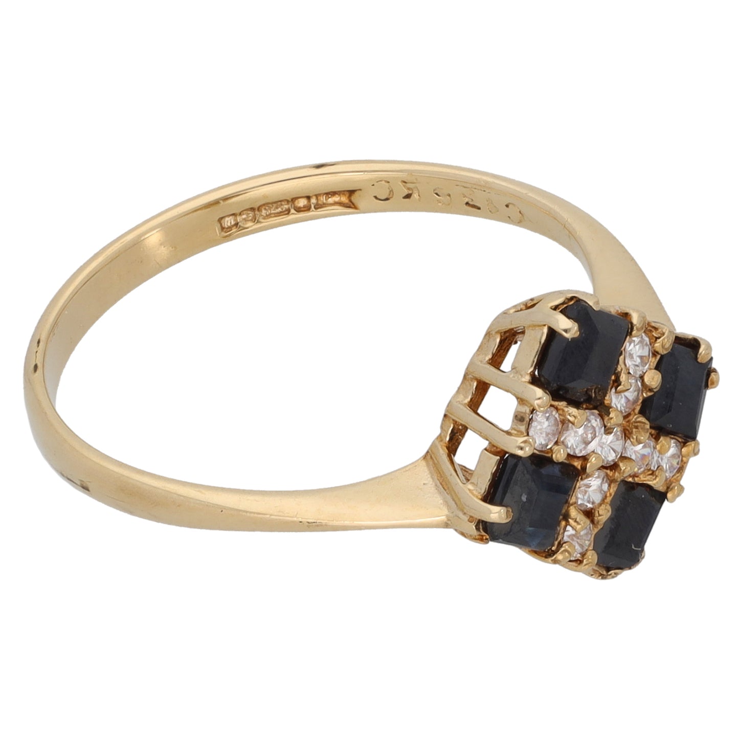 9ct Gold Sapphire & Cubic Zirconia Dress/Cocktail Ring Size O