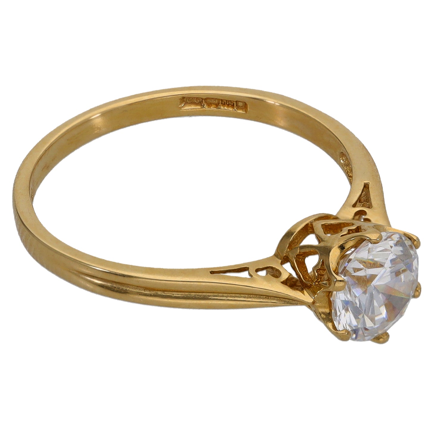 9ct Gold Cubic Zirconia Single Stone Ring Size P
