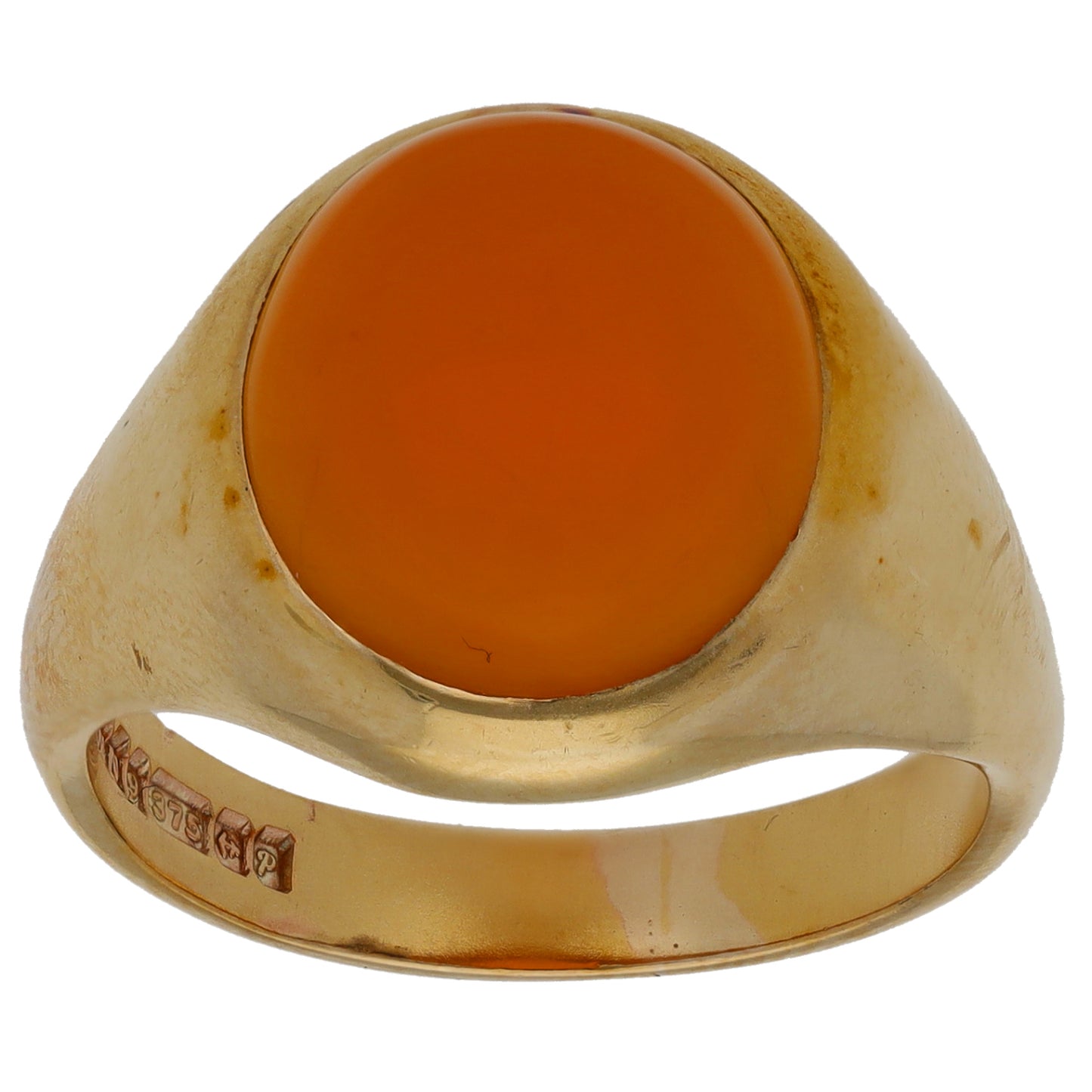 9ct Gold Carnelian Single Stone Signet Ring Size R