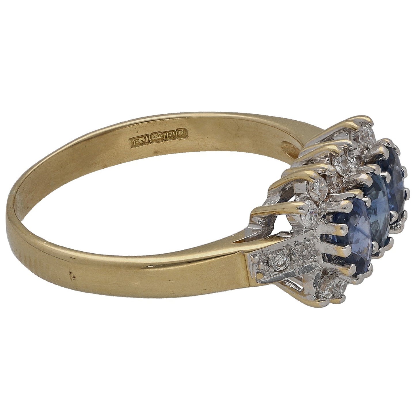 18ct Gold Sapphire & 0.30ct Diamond Dress/Cocktail Ring Size P