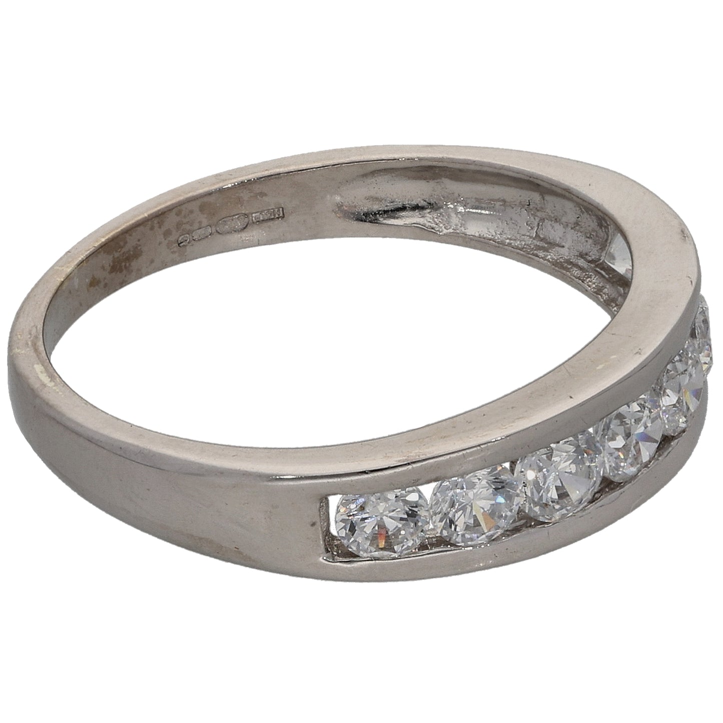 9ct White Gold Cubic Zirconia Half Eternity Ring Size N