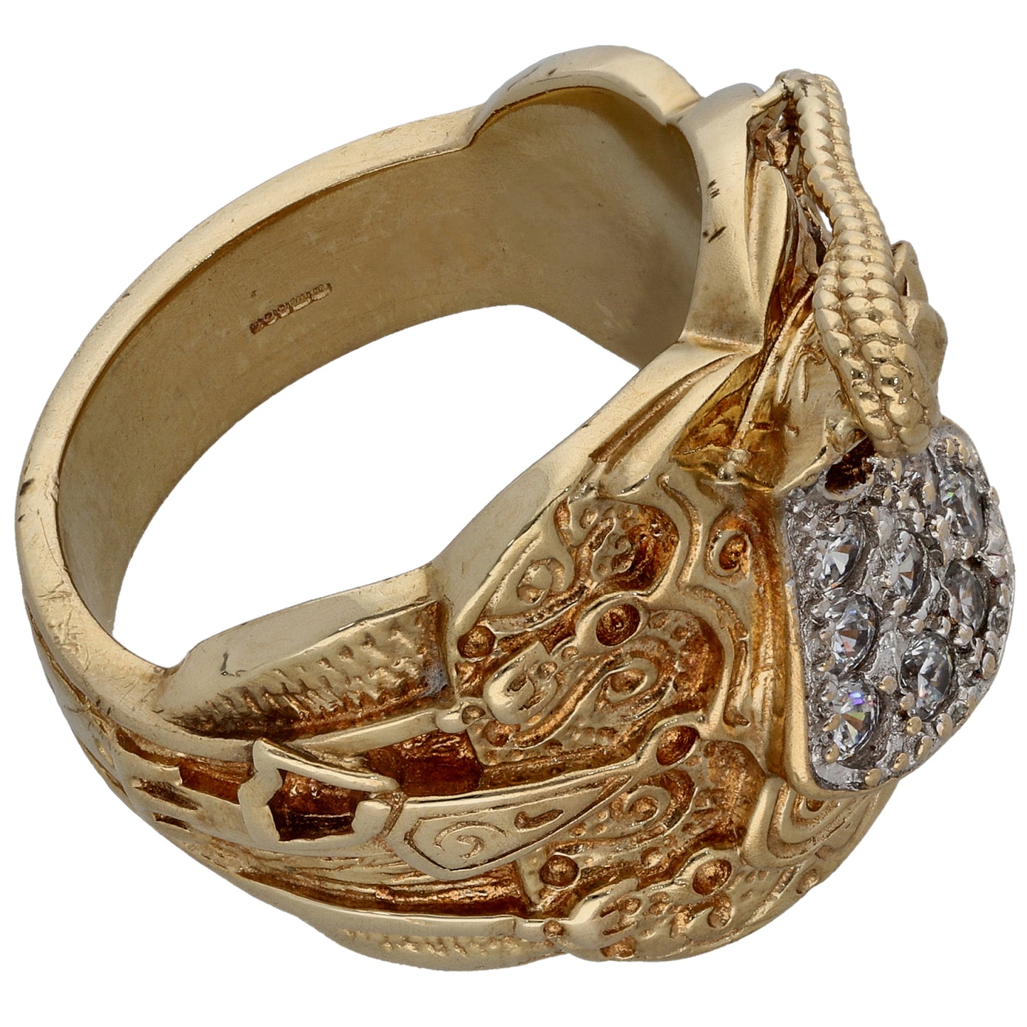 9ct Gold Cubic Zirconia Saddle Ring Size U