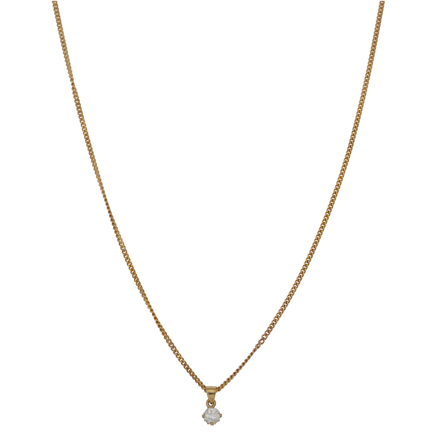 9ct Gold 0.25ct Diamond Solitaire Pendant With Chain