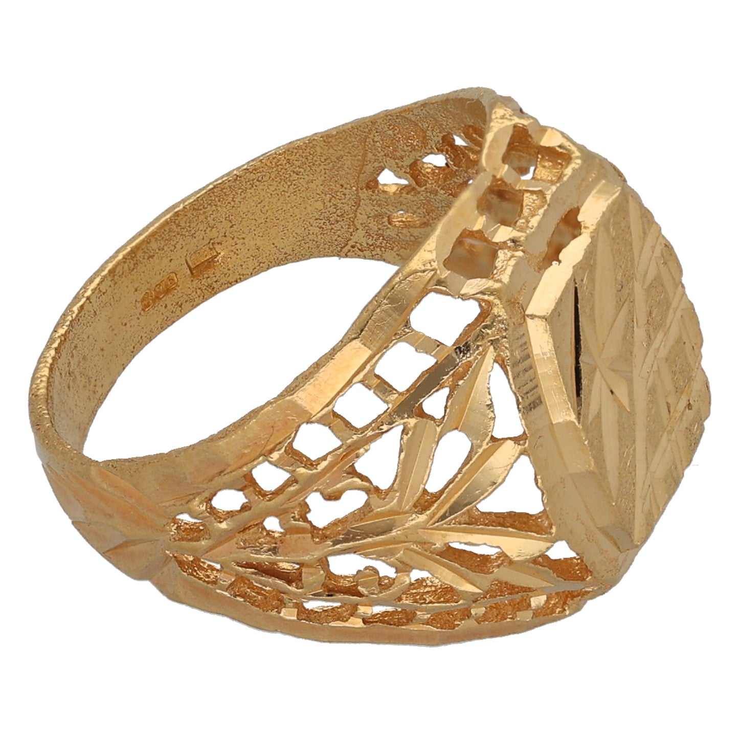 22ct Gold Patterned Signet Ring Size P