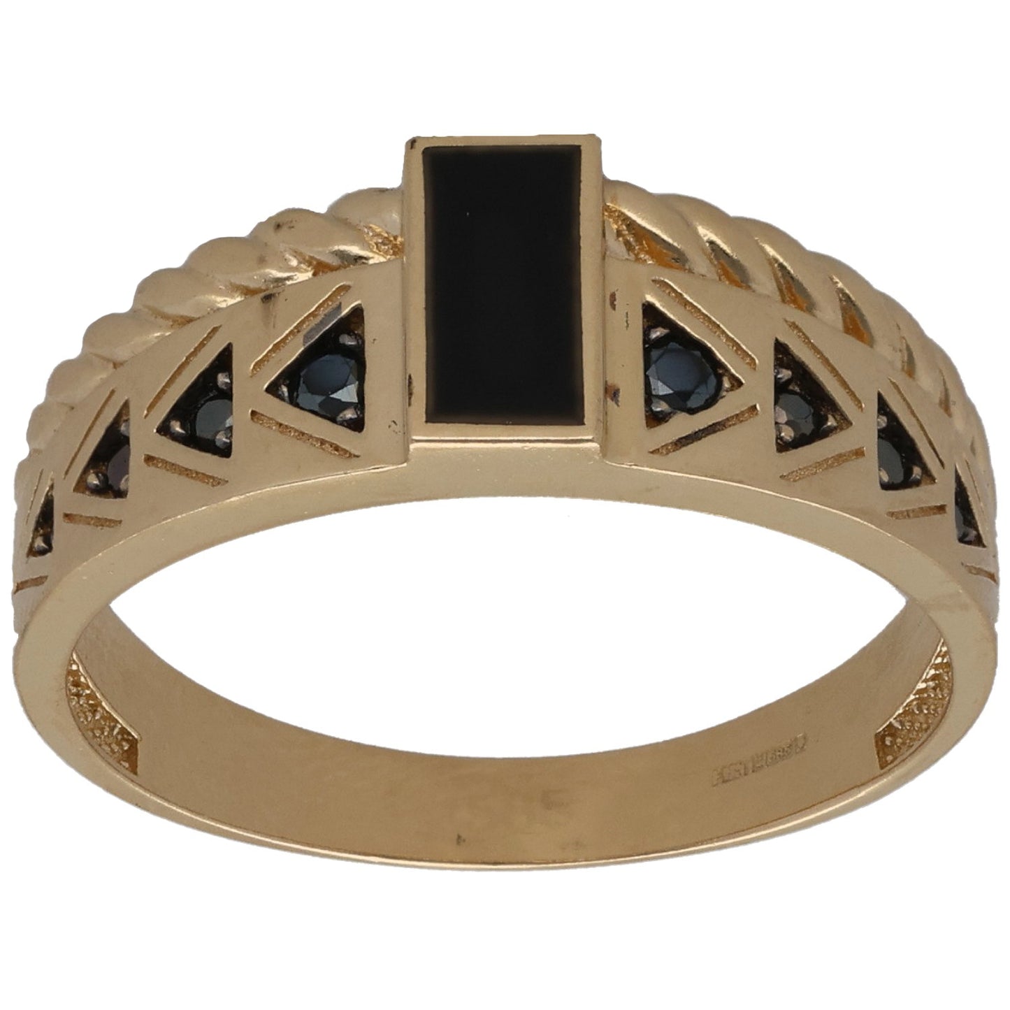 14ct Gold Onyx & Imitation Alternative Ring Size W